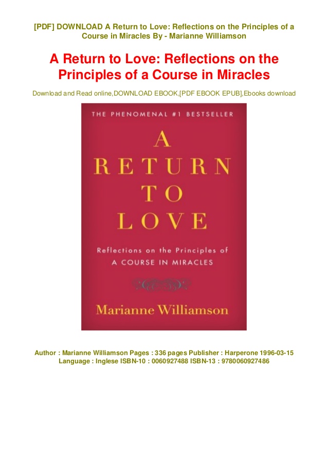 A Return To Love By Marianne Williamson Pdf